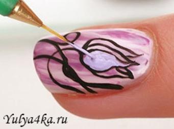 Как нарисовать тюльпаны на ногтях Как нарисовать тюльпаны на ногтях